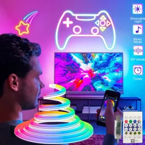5V LED Strip Lights Bluetooth RGBIC Neon Strip Remote Control With Music Sync DIY Bedroom Home Decoration Changing Ambient Light