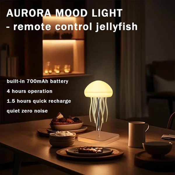 LED Jellyfish Lamp with 9 Tentacles 2 Working Modes Ultra Long Battery Life Colour Gradient Light Effects with Remote Control