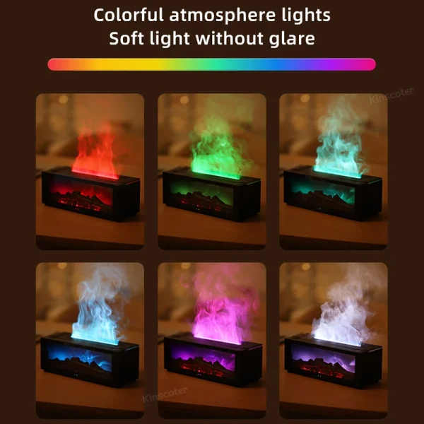 Fireplace Aroma Essential Oil Diffuser Colorful Flame Air Humidifier with Timer Remote for Home Bedroom Office Festival Gifts